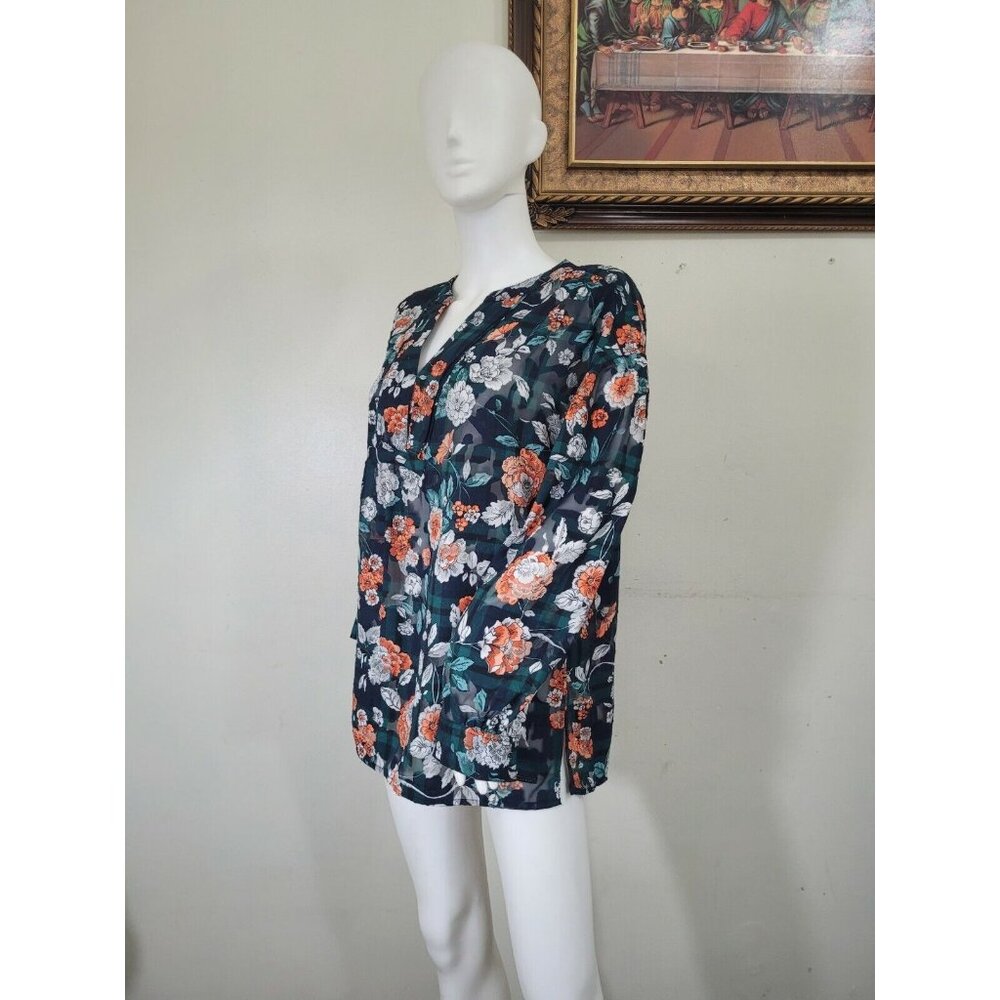Tommy Hilfiger Women's Size S Blouse Urban Folklore Floral Top V Neck NWT 35 - Picture 3 of 12